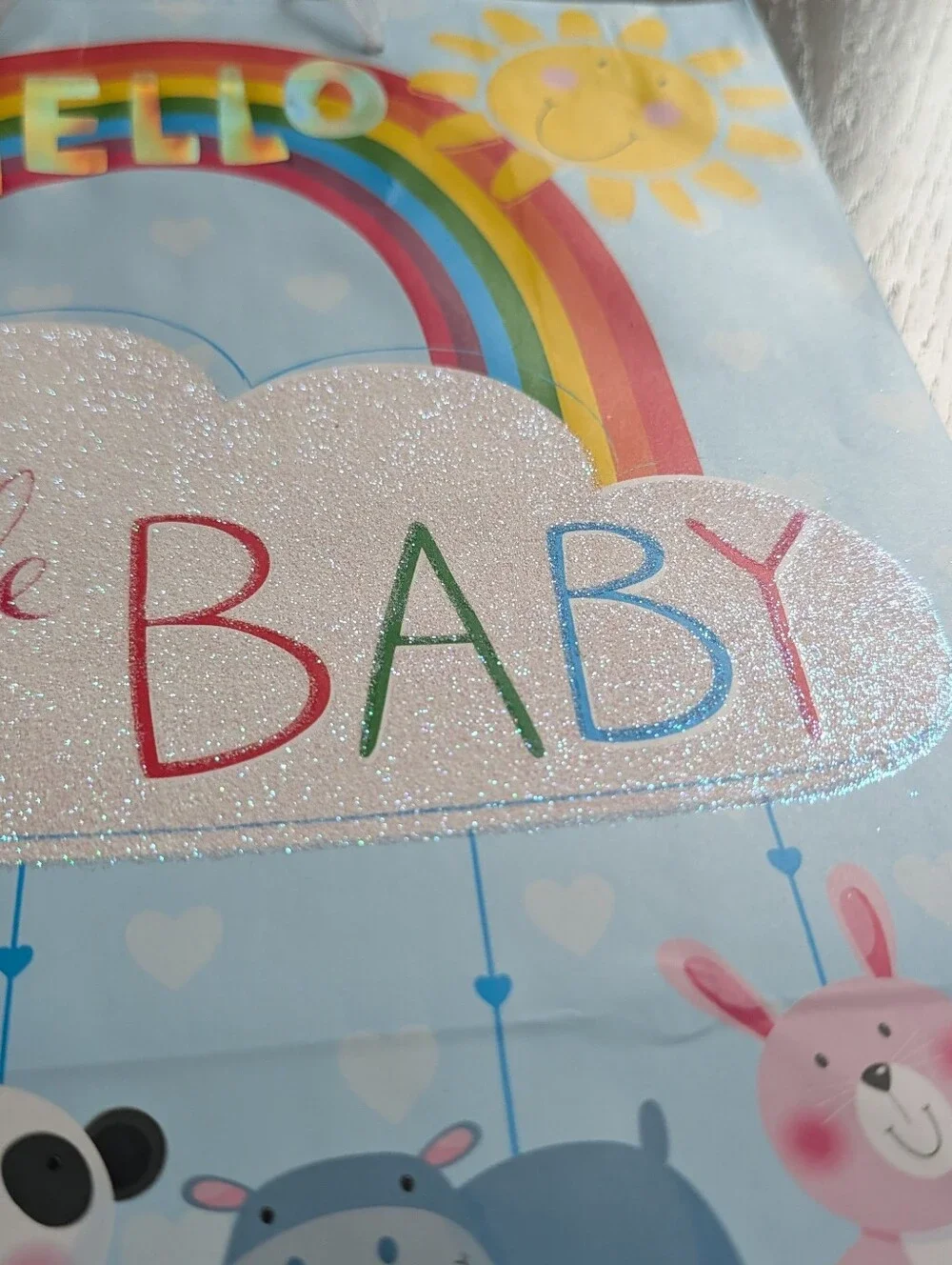 Voila Hello Little Baby Rainbow Paper Gift Bag Large 13x10x5